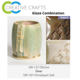 Olivine SW-127 over Himalayan Salt SW-187 Stoneware Glaze Combination